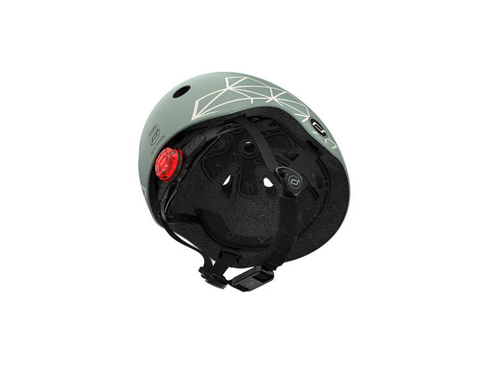 SCOOTANDRIDE Dziecięcy kask XXS-S 1-5 lat światło LED magnetyczne zapięcie Green Lines