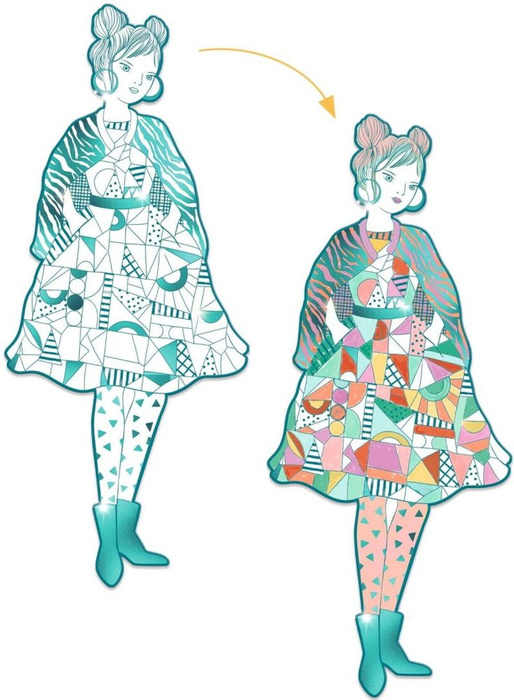 Zestaw 4 kolorowanek metalicznych elegantki Rebekka Djeco