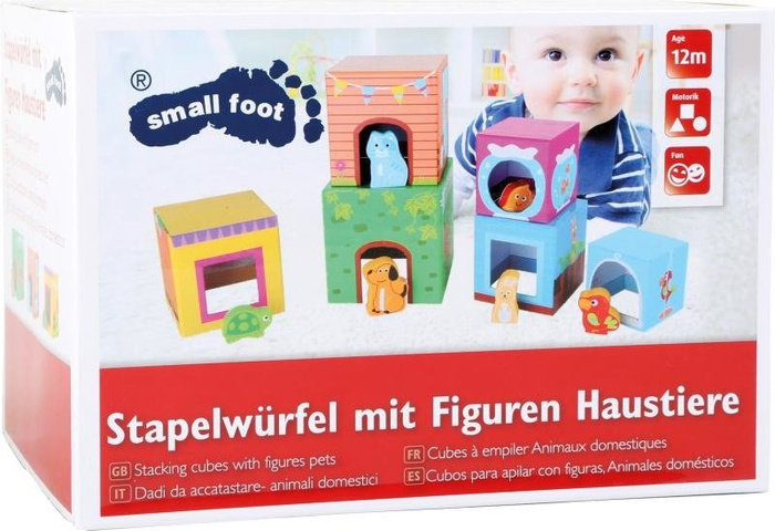 Kolorowa wieża z pudełek z figurkami Zwierzęta Small Foot