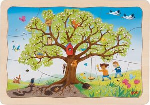 Edukacyjna układanka drewniana puzzle Moja jabłonka Goki