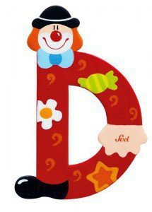 Drewniana literka. Klaun "D", Sevi