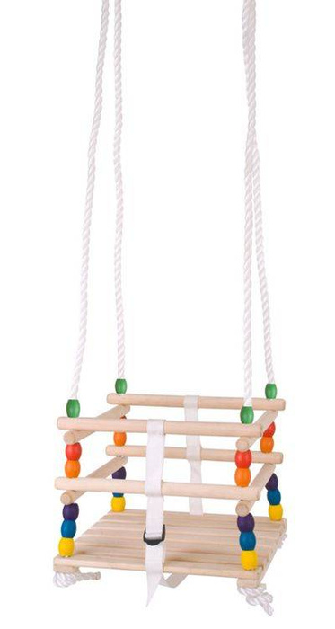 Drewniana huśtawka z kolorowymi kulkami, Bigjigs Toys