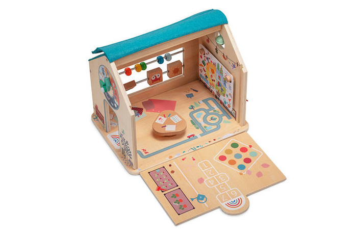 Drewniany multifunkcyjny zestaw do zabawy w Szkołę z 3 figurkami i akcesoriami Lilliputiens