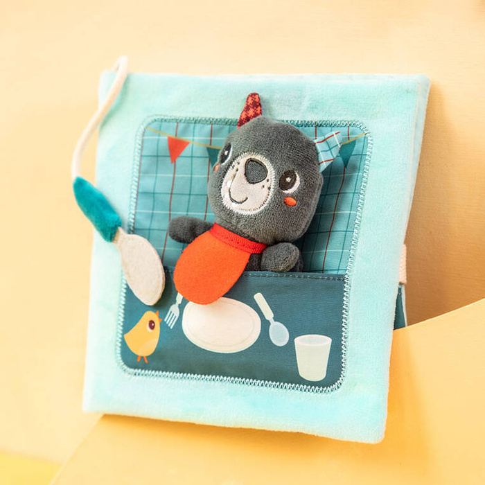 Miękka książeczka z przytulanką Smacznego! Wilk Louis Lilliputiens