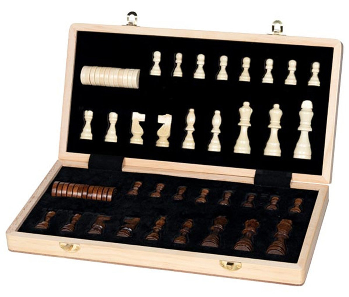 Gra magnetyczna 2w1 szachy, warcaby z drewna Goki