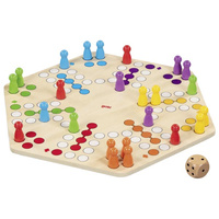 Duża drewniana gra planszowa chińczyk Ludo dla 4 i 6 graczy Goki