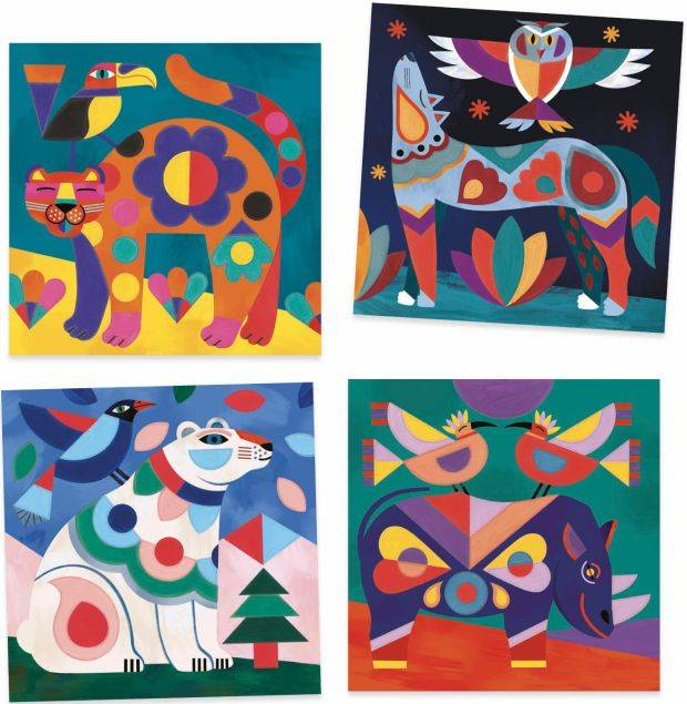 Kolorowanka z farbami Kolorowe Zwierzęta Djeco