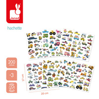 Naklejki wielorazowe dla dzieci na arkuszach 200 sztuk Pojazdy Janod