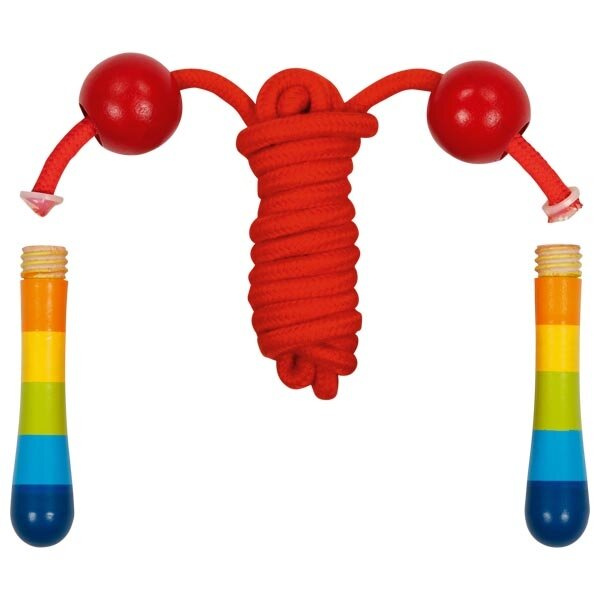 Skakanka z drewnianymi rączkami w kolorach tęczy Goki