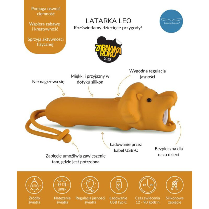 Latarka Lew Leo Rabbit & Friends