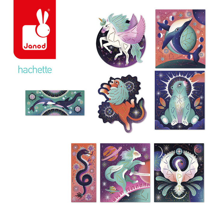 Malowanie kropkami Puentylizm 3D Kosmiczne zwierzęta Janod