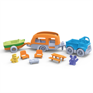 Wakacyjny pojazd z campingiem, przyczepą i łódką 10 el Green Toys 
