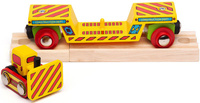 Drewniany wagon transportowy z buldożerem Bigjigs Rail kolejki dla dzieci
