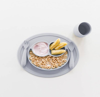 Komplet silikonowych sztućców Mini Utensils pastelowa szarość EZPZ