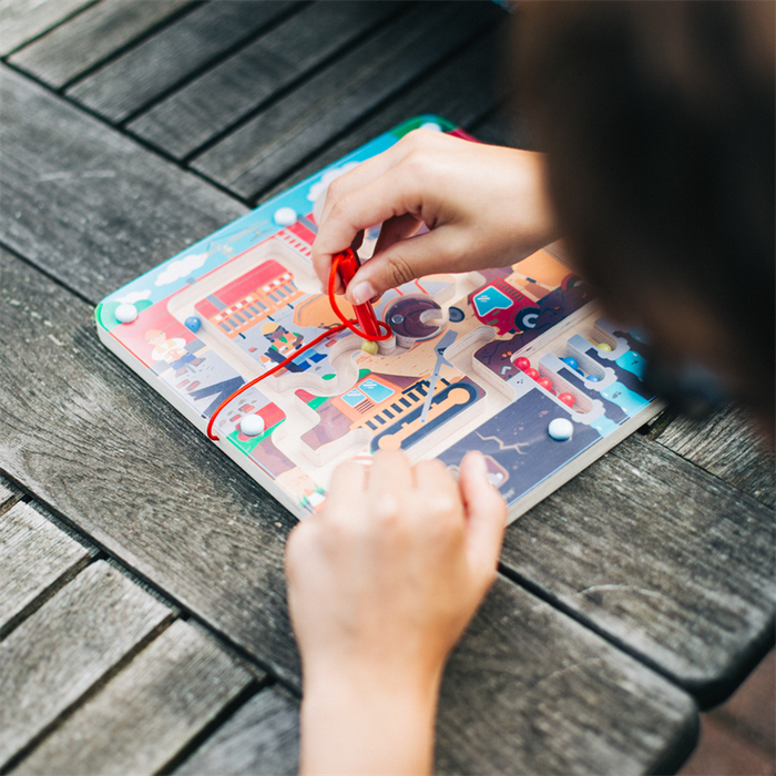 Magnetyczny labirynt drewniany Na budowie Bigjigs Toys