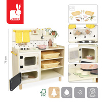 Duża drewniana kuchnia dla dziecka z 19 akcesoriami Shiny Grandma Janod