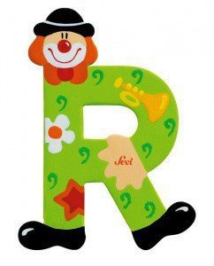 Drewniana literka. Klaun "R", Sevi