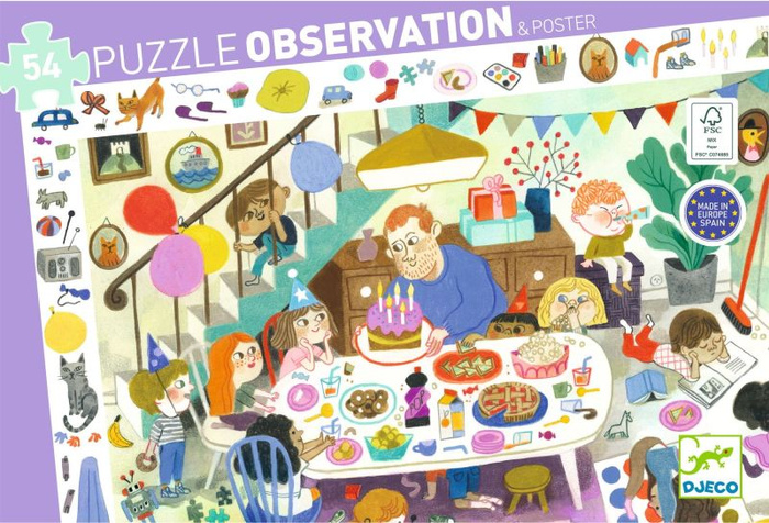 Puzzle Urodziny obserwacja 54 elementy Djeco