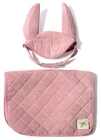 Podkładka pod siodło i bonetka sztruksowy róż zestaw Hobby Horse akcesoria Astrup