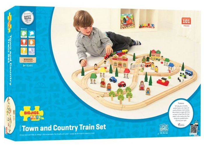 Kolejka drewniana, 101 elementów. W mieście, Bigjigs Rail