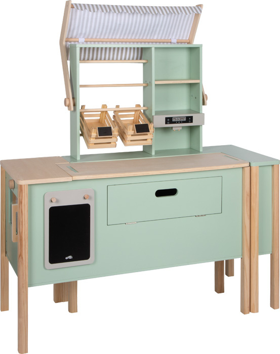 Drewniana kuchnia dla dzieci i sklep 2w1 szałwia zielona Fresh Small Foot
