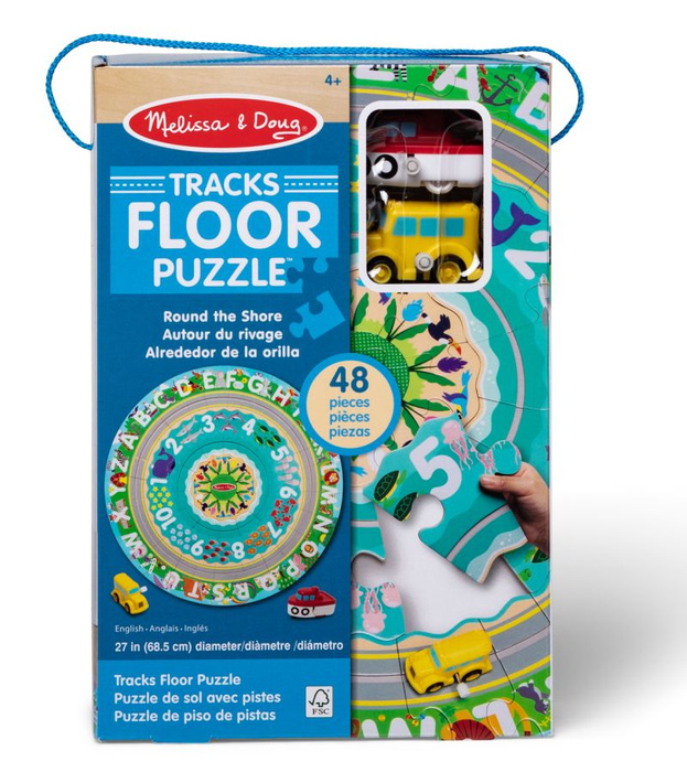 Układanka podłogowa z dwoma nakręcanymi pojazdami Melissa & Doug