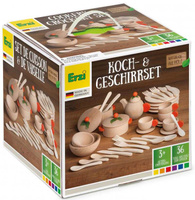 Drewniany Zestaw akcesoriów do gotowania i spożywania posiłków dla dzieci Erzi