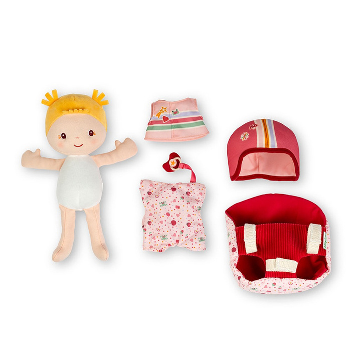 Lalka Lena z akcesoriami w foteliku rowerowym Lilliputiens