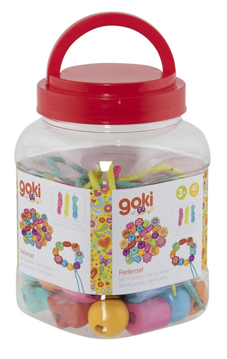 Kolorowe drewniane Korale z motylkami i kwiatkami do nawlekania Goki