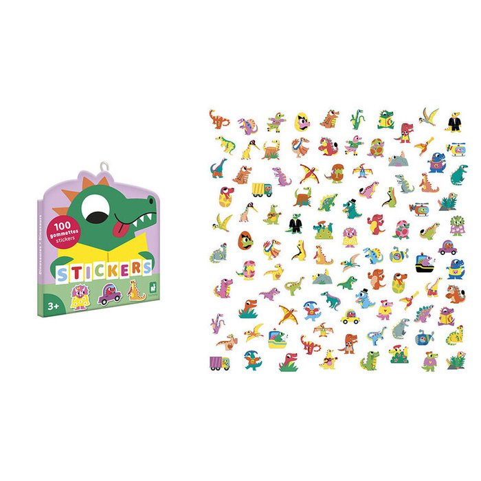 Naklejki wielorazowe dla dzieci 100 sztuk Dinozaury Janod