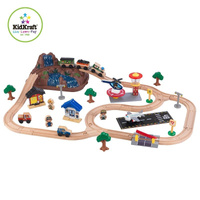 Kolejka drewniana, w górach z lotniskiem, KidKraft