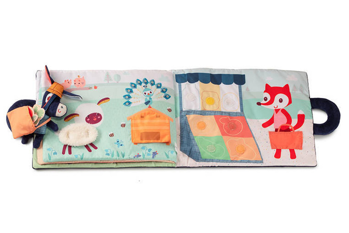 Materiałowa edukacyjna książeczka z mini przytulanką Osiołek Ignace Lilliputiens