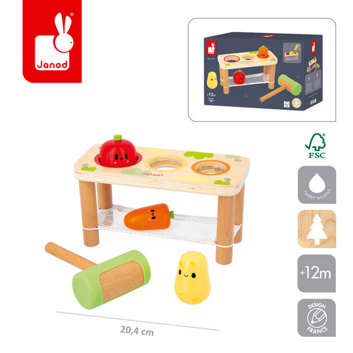 Gra przebijanka z młotkiem drewniana Warzywa Farma Janod