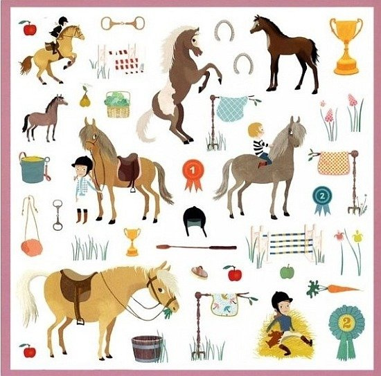 Zestaw naklejek dla dzieci, 160 części. Konie, Djeco