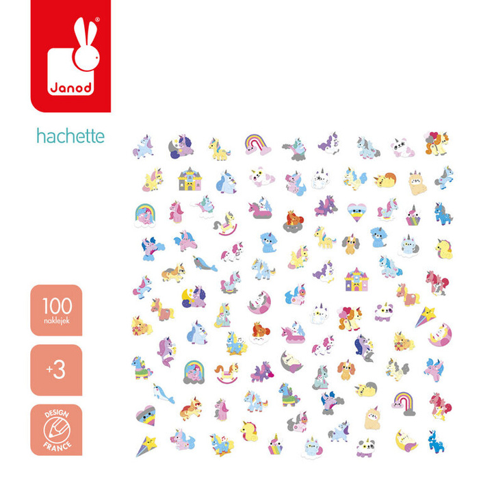 Naklejki wielorazowe dla dzieci 100 sztuk Jednorożce Janod