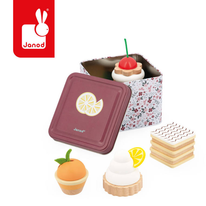 Zestaw ciasteczek z drewna w metalowej puszce Twist Janod