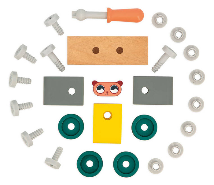 Autko drewniane cysterna do samodzielnego składania Miś Brico Kids Janod