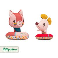 Zestaw dwóch przytulanek do wanny Lilliputiens Kotka Jeanne i Myszka Nina