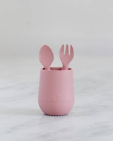 Komplet silikonowych sztućców Mini Utensils pastelowy róż EZPZ