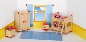 Mebelki dla lalek. Pokój dziecka w kolorze czerwonym, goki