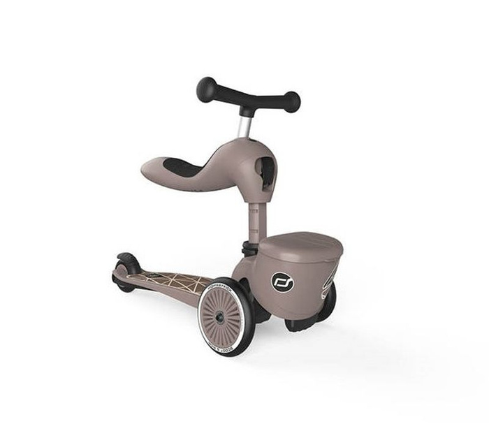 Jeździk i hulajnoga 2 w 1 zamykany schowek brązowy Highwaykick 1 Lifestyle Scoot & Ride