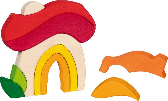 Układanka drewniana 3D klocki Domek grzyb Goki