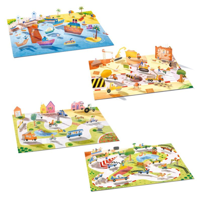 Zestaw naklejek dla dzieci wielokrotnego użytku Pojazdy Djeco