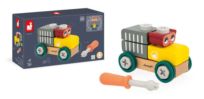Autko drewniane cysterna do samodzielnego składania Miś Brico Kids Janod