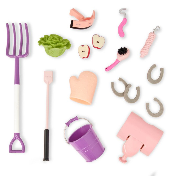 Przyczepa do transportu koni dla lalek 46 cm i akcesoria do pięlęgnacji Our Generation