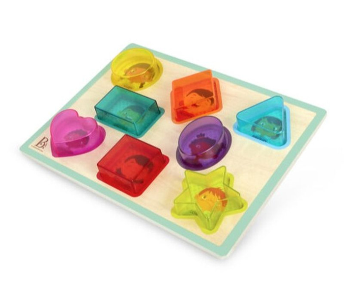 Drewniana układanka terapeutyczna dla dzieci kształty i emocje Peek & Explore – Shapes & Emotions B.Toys