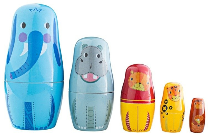 Drewniane matrioszki Zwierzęta z dżungli Tidlo