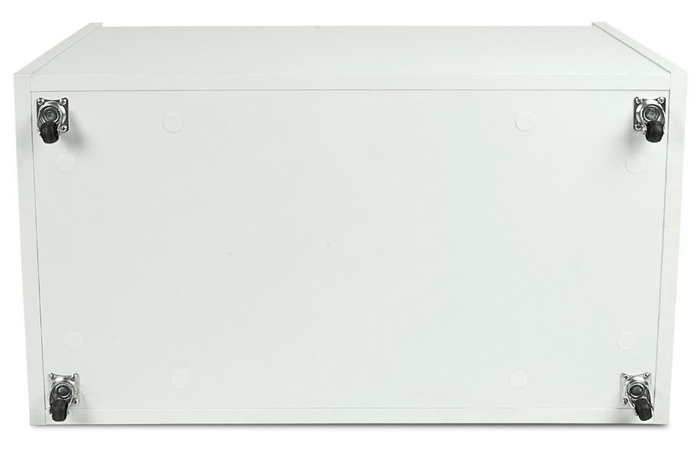 Biała drewniana skrzynia na zabawki i ławka XXL z kołami