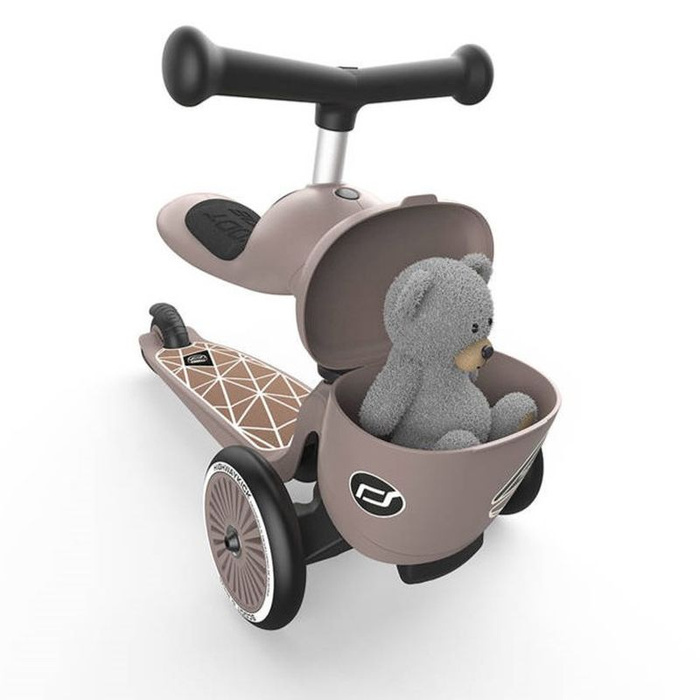 Jeździk i hulajnoga 2 w 1 zamykany schowek brązowy Highwaykick 1 Lifestyle Scoot & Ride