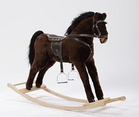 Brązowy koń na biegunach dla dzieci Alfa